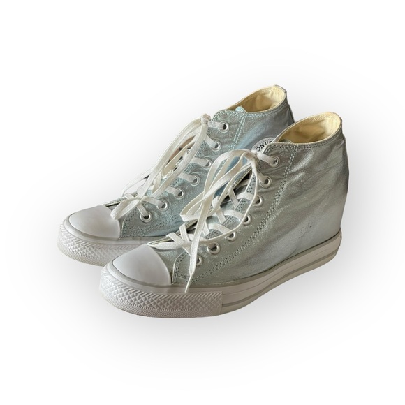 Rare: Sophia Vergara’s Converse ✪ Chucks Lux Mid Wedge Sneakers ✪ Metal Glacier - Picture 10 of 17